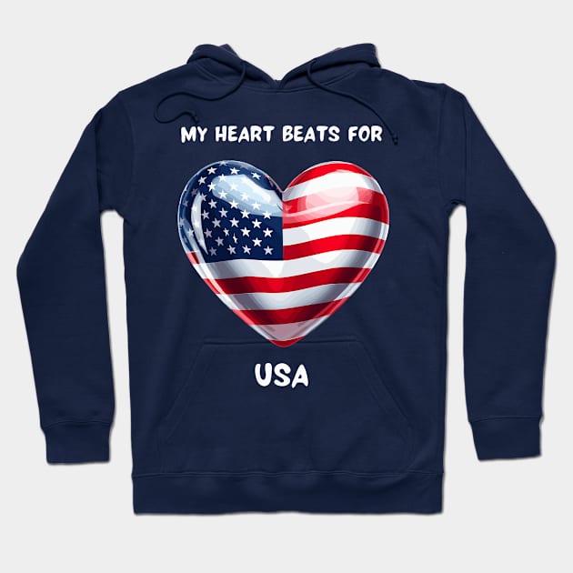 My Heart Beats For USA Flag Hoodie by Graceful Designs